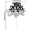 1Pc Congrats Class of 2026 Cake Toppers Graduation Boy Cake Picks Glitter 2026 Graduation Cake Decorations for Theme High School Boys Graduate Cake Decorations Party Supplies Black Silver view 2