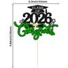 1Pc Class of 2026 Cake Topper Glitter Congrats Grad Cap 2026 Graduation Cake Pick for 2026 Graduation Theme High School Boys Girls Graduate Party Cake Decorations Supplies Black Green view 2