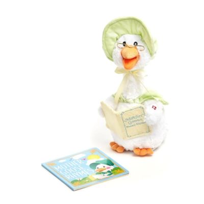 Cuddle Barn - Mother Goose Read-Along (Sage) | Animated Bird Plush with Mouth Movement Recites 7 Nursery Rhymes, Comes with Board Book, 14 inches