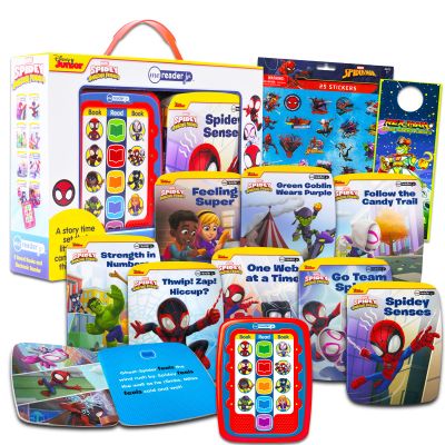 Spidey and His Amazing Friends Me Reader Electronic Reader 8 Book Bundle - Spidey Books for Toddlers, Babies Featuring Spiderman, Miles Morales, and More with Stickers | Marvel Spiderman Learning Toys