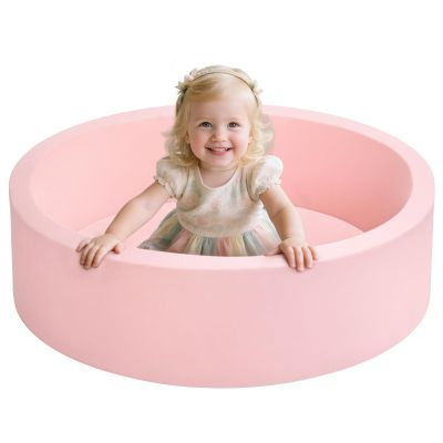 Foam Ball Pit for Toddlers, Large Baby Ball Pit for Babies with Soft Memory Sponge, Indoor Outdoor Baby Playpen, Kids Play Ball Pool, Gift Toys for Infants Boys and Girls (Pink, NO Balls)
