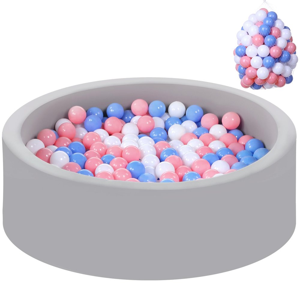 Wilwolfer Foam Ball Pit for Toddlers with 100 Balls, Large Baby Ball Pit for Babies with Soft Memory Sponge, Indoor Outdoor Baby Playpen, Kids Play Ball Pool, Gift Toys for Infants Boys and Girls