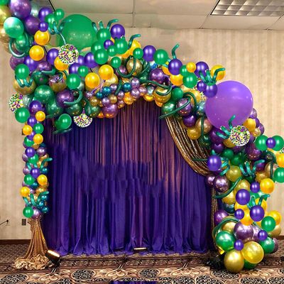 105 PCS Mardi Gras Balloons Party Decoration Green Purple Yellow Balloon Arch for Mardi Gras Birthday Baby Shower Masquerade New Orleans Party Decoration