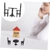 GANAZONO 3pcs Dollhouse Table and Chairs Wood Dining Table Wooden Toys Mini Fridge Toy Miniature Dining Christmas Room Toys Fairy Garden Chair Furniture view 4