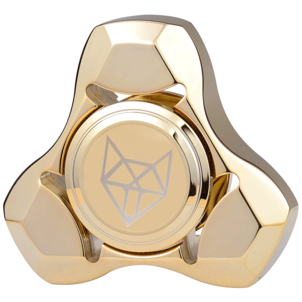 FREELOVE Metal Fidget Spinner for Adults, Stainless Steel Heavy Spinning Toys, Small Mini Fox Hand Gyro, Bearing Premium Long High Spin Fidget Block, Gold