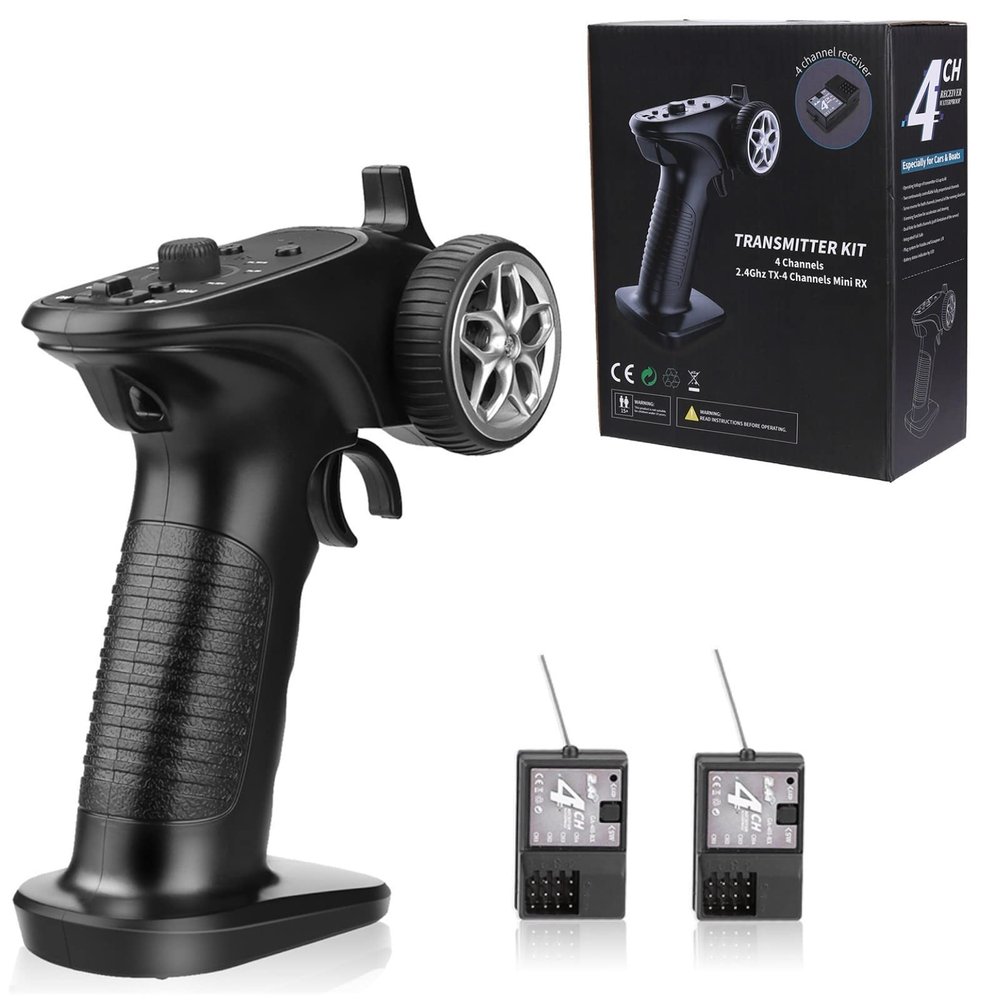 HTLNUZD 4H-TX 4CH 2.4GHz RC Radio System Transmitter with 4CH Controller Remote Control Receiver for RC Car, Boat, Tanks