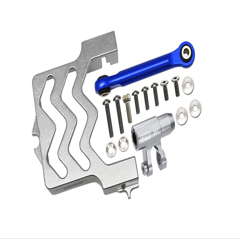 GPM Upgrades Aluminum 6061-T6 Servo Mount + Tie Rod + 25T Servo Horn Set for 1/6 4WD XRT 8S78086-4/1/5 XMaxx 6S Monster Truck77076-4 1/5 XMaxx 8S Monster Truck77086-4 RC Car (Silver)
