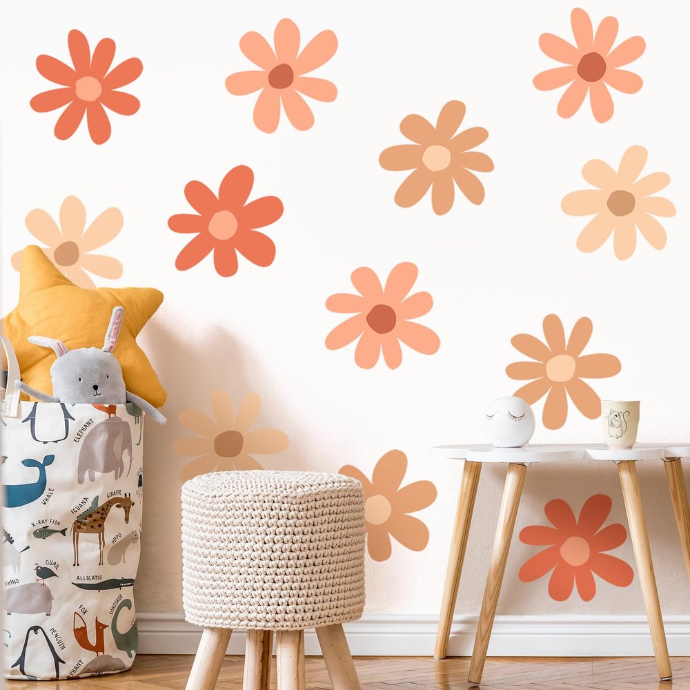 TaoBary 12 Sheet Large Daisy Wall Sticker Decal for Room Decor Flower Decal
