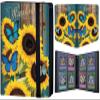 Trading Card Binder 4 Pocket 320 Cards,Card Holder Book with Elastic Band Fit Most Standard Size Cards,Card Collection Binder Case for Baseball Football Basketball Cards Pokemon & MTG,Wooden Butterfly Sunflower view 1