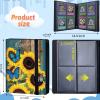 Trading Card Binder 4 Pocket 320 Cards,Card Holder Book with Elastic Band Fit Most Standard Size Cards,Card Collection Binder Case for Baseball Football Basketball Cards Pokemon & MTG,Wooden Butterfly Sunflower view 2