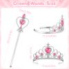 Lenwen 24 Pcs Princess Dress up Accessories Crown Tiara and Wand Set Include 12 Pcs Princess Wand and 12 Pcs Plastic Crown Kids Tiara for Little Girls Kids Toddler Costume Party Cosplay Gifts, Pink view 2