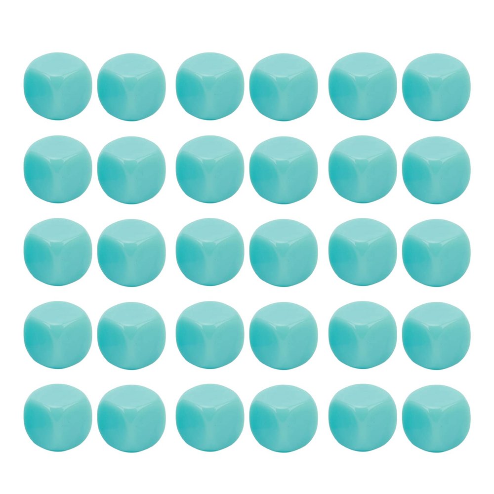 30PCS Fun Dice Set, 16MM Plastic 6 Sided Round Corners Dice Cubes, Polyhedral Dice Set, DIY Puzzle Round Corner for Classroom Teaching, Board Games, Dices Game, Parties (Light Blue)