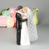 HUOOQT Cake Statue Figurine for Bride and Groom Embrace, Wedding Cake Toppers, Couple Cake Decorating Holding Roses Handmade (Happy Moment) view 1