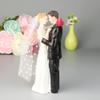 HUOOQT Cake Statue Figurine for Bride and Groom Embrace, Wedding Cake Toppers, Couple Cake Decorating Holding Roses Handmade (Happy Moment) view 2