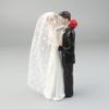HUOOQT Cake Statue Figurine for Bride and Groom Embrace, Wedding Cake Toppers, Couple Cake Decorating Holding Roses Handmade (Happy Moment) view 4