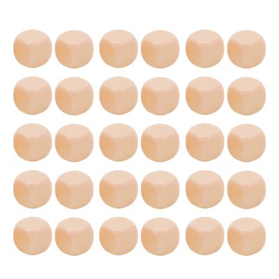 30PCS Fun Dice Set, 16MM Plastic 6 Sided Round Corners Dice Cubes, Polyhedral Dice Set, DIY Puzzle Round Corner for Classroom Teaching, Board Games, Dices Game, Parties (Beige)