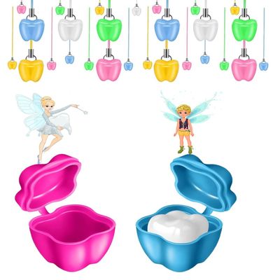 AmeriCan Goods 10 Pcs Children Tooth Box Cute Necklace Holder for Tooth Fairy, Gift from Dental Offices, School & Kindergarden