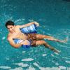 Big Joe Noodle Sling 2 Pack No Inflation Needed Pool Seat with Armrests, Blurred Blue Stripe Double Sided Mesh, 3ft view 4