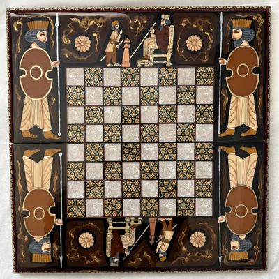 Very Beautiful Chess Khatam Backgammon Hand Made Wooden Backgammon