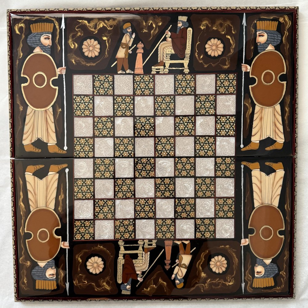 Very Beautiful Chess Khatam Backgammon Hand Made Wooden Backgammon