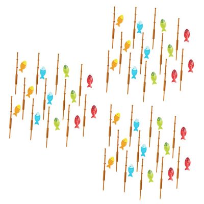 Tofficu 36pcs Mini Fishing Pole Cake Toppers Fishing Theme Party Decorations for Birthdays Cocktails Creative for Fun Celebrations