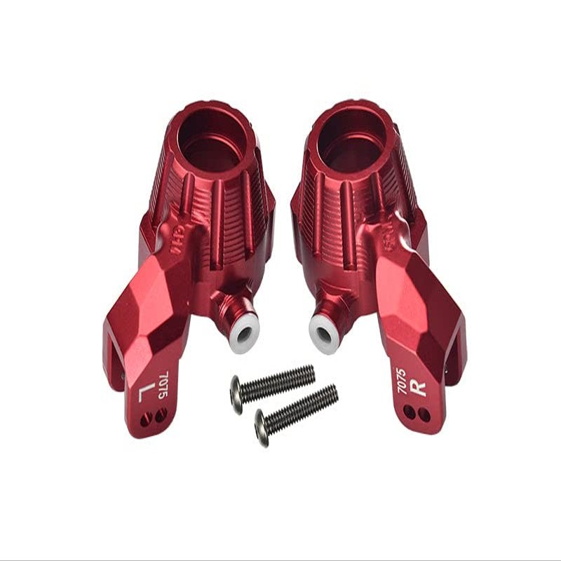 Aluminum 7075-T6 Front Knuckle Arms Steering Blocks for Traxxas 1:10 4WD MAXX 89076-4 / 4WD MAXX with WideMAXX 89086-4/1:8 4WD Maxx Slash 6S 102076-4 Upgrades - Red
