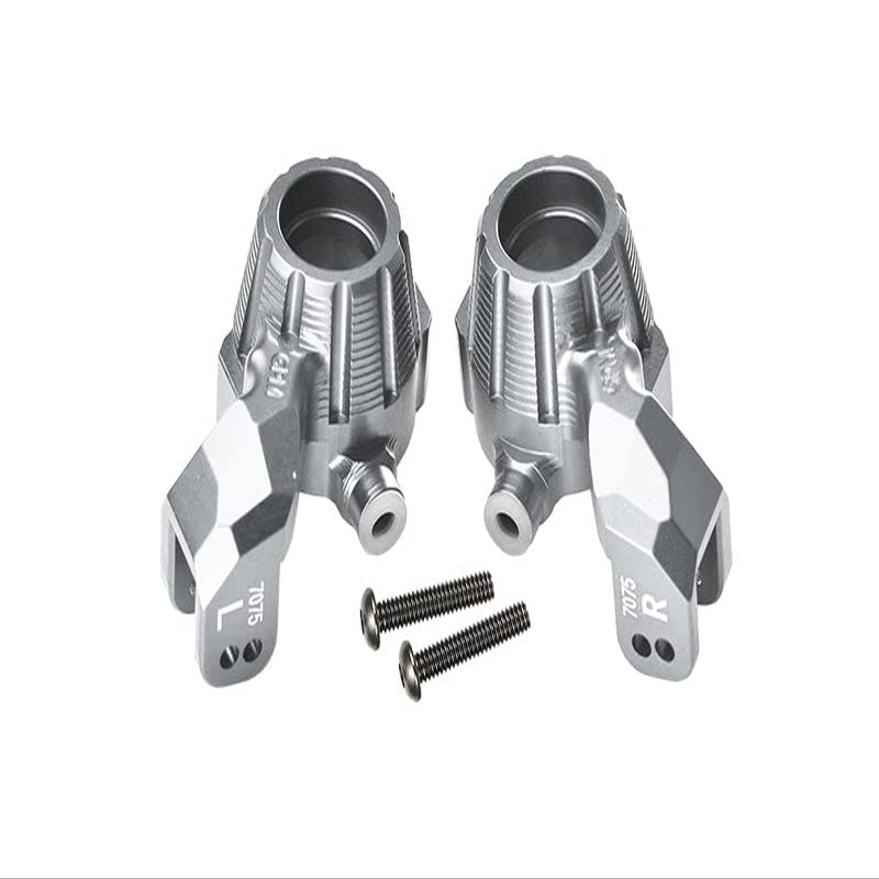 Aluminum 7075-T6 Front Knuckle Arms Steering Blocks for Traxxas 1:10 4WD MAXX 89076-4 / 4WD MAXX with WideMAXX 89086-4/1:8 4WD Maxx Slash 6S 102076-4 Upgrades - Silver
