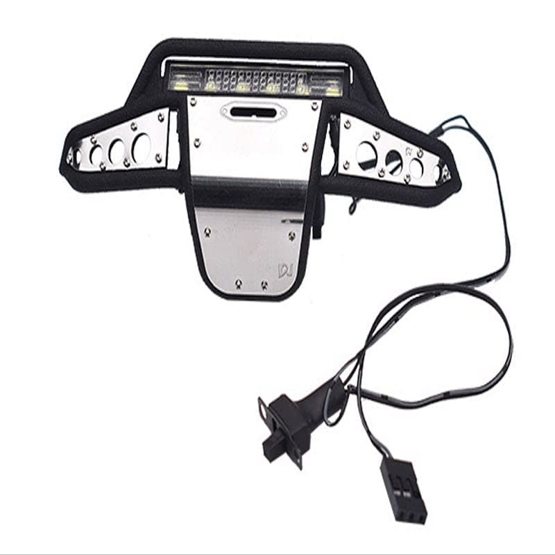 Nylon and Stainless Steel Universal Front Bumper with 6 Led Light Bulbs for Traxxas 1:18 TRX4M Ford Bronco Crawler 97074-1 / TRX4M Land Rover Defender 97054-1 Upgrades - Black