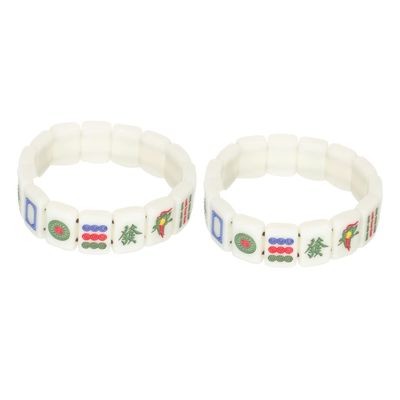 2pcs Wrist Bracelets Elasticity Bracelet Elasticity Wrist Jewelries Mahjong Lover Chinese Mahjong Cuff Bracelet Mahjong Bangle Mens Glossy Miss Decorate Acrylic Acid