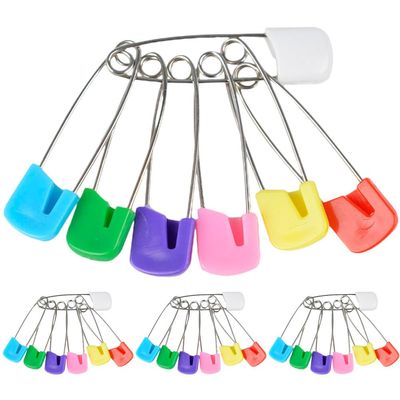 50Pcs Baby Diaper Pins with Safety Plastic Heads Cloth Fastening Pins for Baby Clothes and Scarves