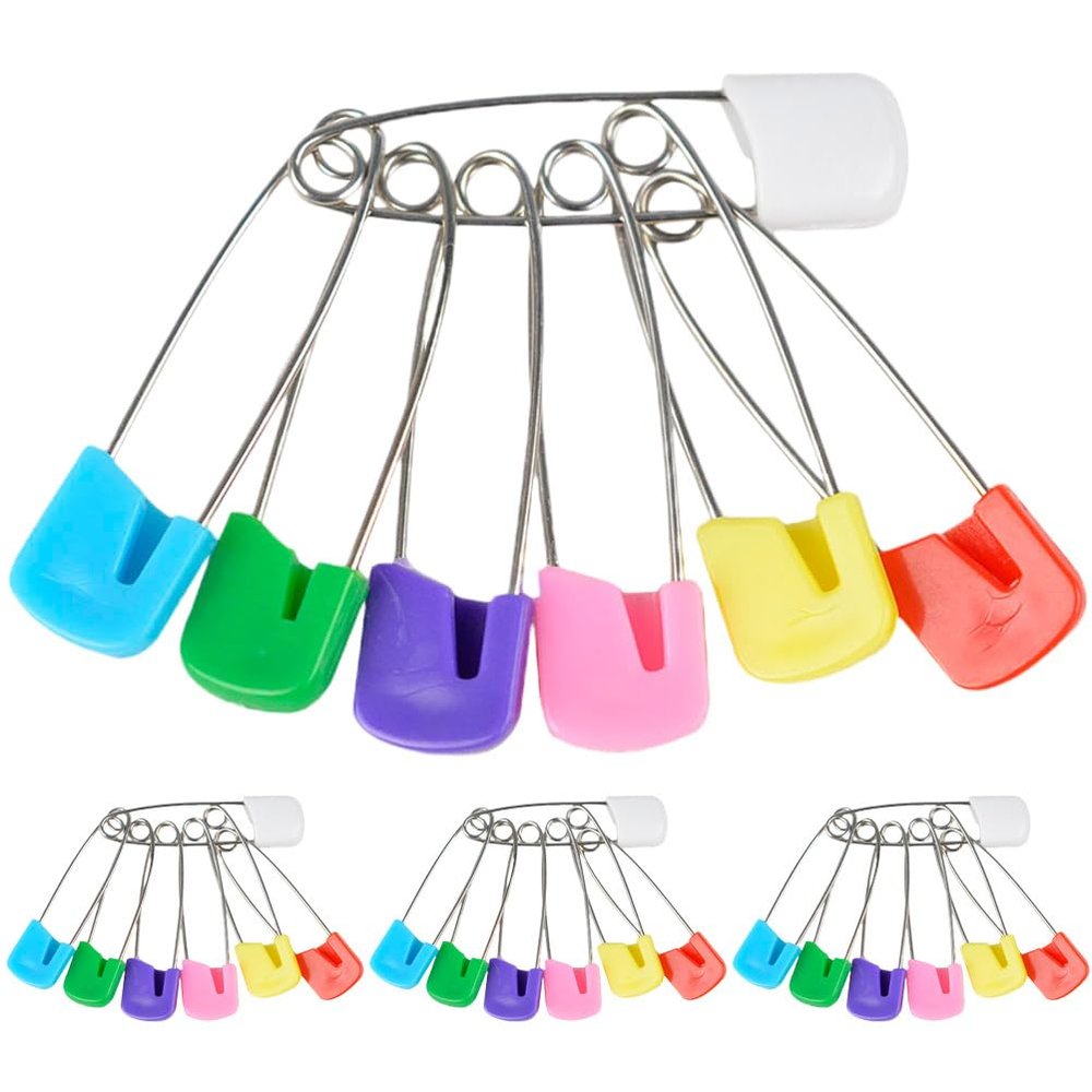 50Pcs Baby Diaper Pins with Safety Plastic Heads Cloth Fastening Pins for Baby Clothes and Scarves