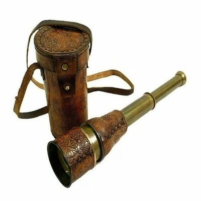 10'' Maritime Brass Telescope/Spyglass Leather Telescope/Engraved Telescope/Leather Case by Better Buy Handicraft