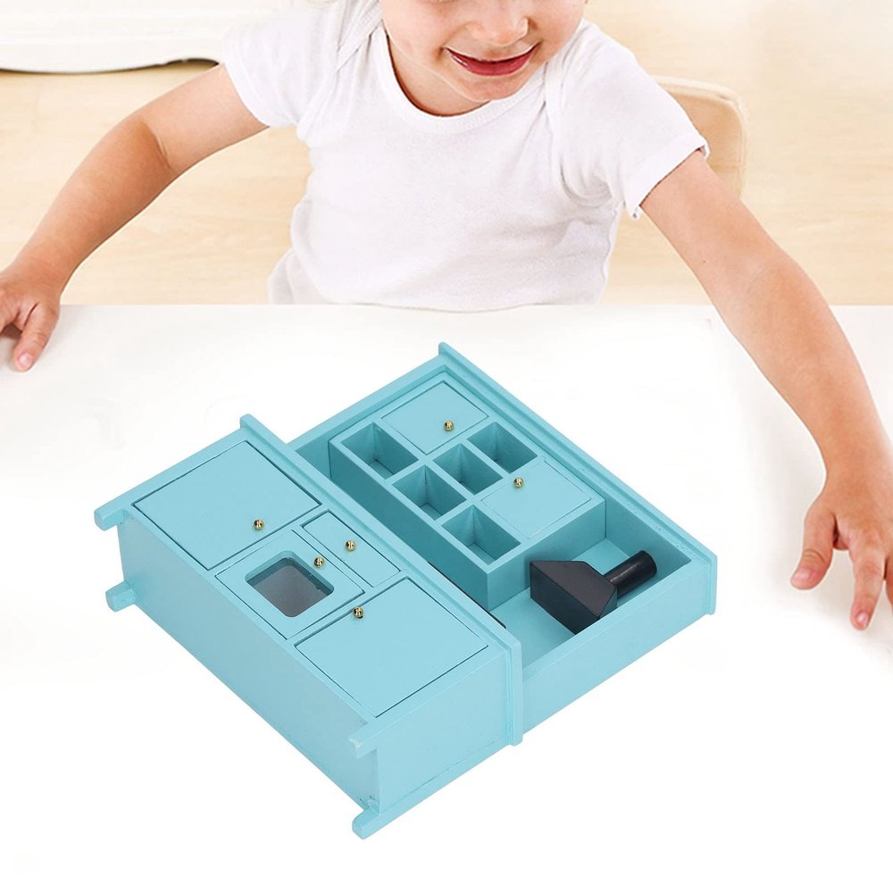 Dollhouse Kitchen Toy, Wooden Lifelike Miniature Kitchen Cabinet Furniture Set Educational Toy for 1:12 Miniature Doll House Dollhouse Kitchen Furniture