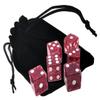 Set of (6) 16mm D6 Transparent Glitter Dice Standard Squared Corners ... Plus Black Velvet Cloth Pouch Bag (Purple) view 1