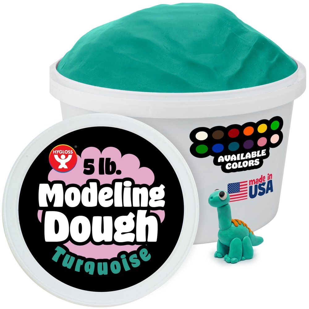 Hygloss Play Modeling Dough for Kids  Safe & Non-Toxic Sensory Dough for Arts and Crafts  5 lb Tub  Play Clay for Toddler Activities, Preschool Classroom Must-Haves  Turquoise Color, Unscented