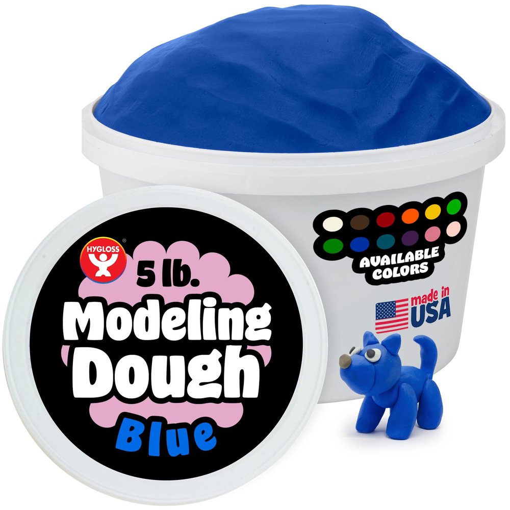 Hygloss Play Modeling Dough for Kids Safe & Non-Toxic Sensory Dough for Arts and Crafts 5 lb Tub Play Clay for Toddler Activities, Preschool Classroom Must-Haves Blue Color, Unscented