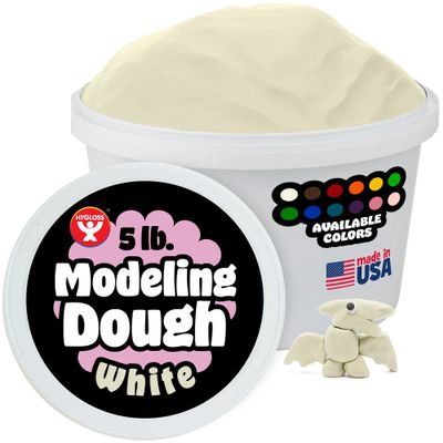 Hygloss Play Modeling Dough for Kids Safe & Non-Toxic Sensory Dough for Arts and Crafts 5 lb Tub Play Clay for Toddler Activities, Preschool Classroom Must-Haves White Color, Unscented