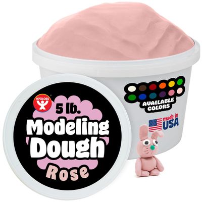 Hygloss Play Modeling Dough for Kids Safe & Non-Toxic Sensory Dough for Arts and Crafts 5 lb Tub Play Clay for Toddler Activities, Preschool Classroom Must-Haves Rose Color, Unscented