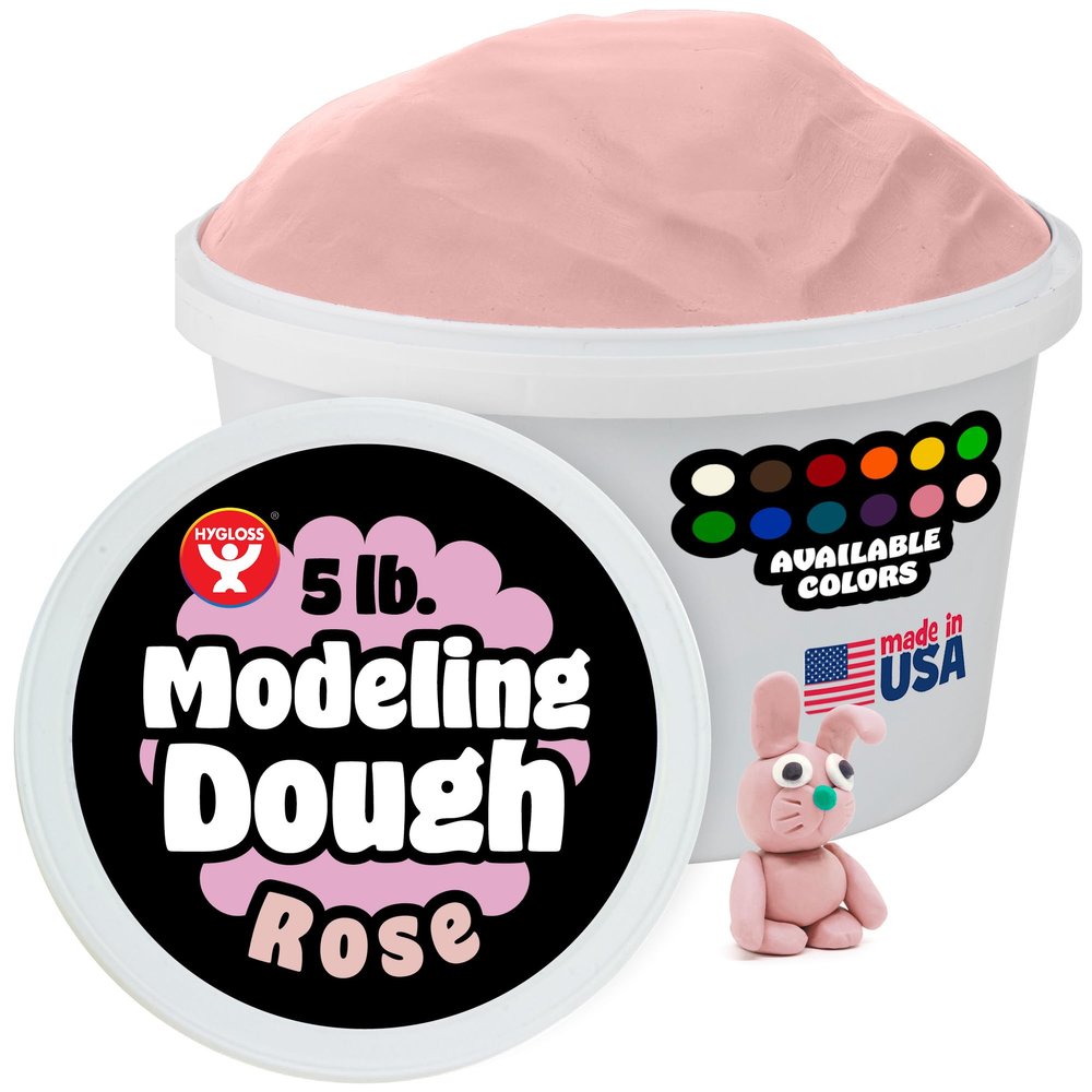 Hygloss Play Modeling Dough for Kids  Safe & Non-Toxic Sensory Dough for Arts and Crafts  5 lb Tub  Play Clay for Toddler Activities, Preschool Classroom Must-Haves  Rose Color, Unscented