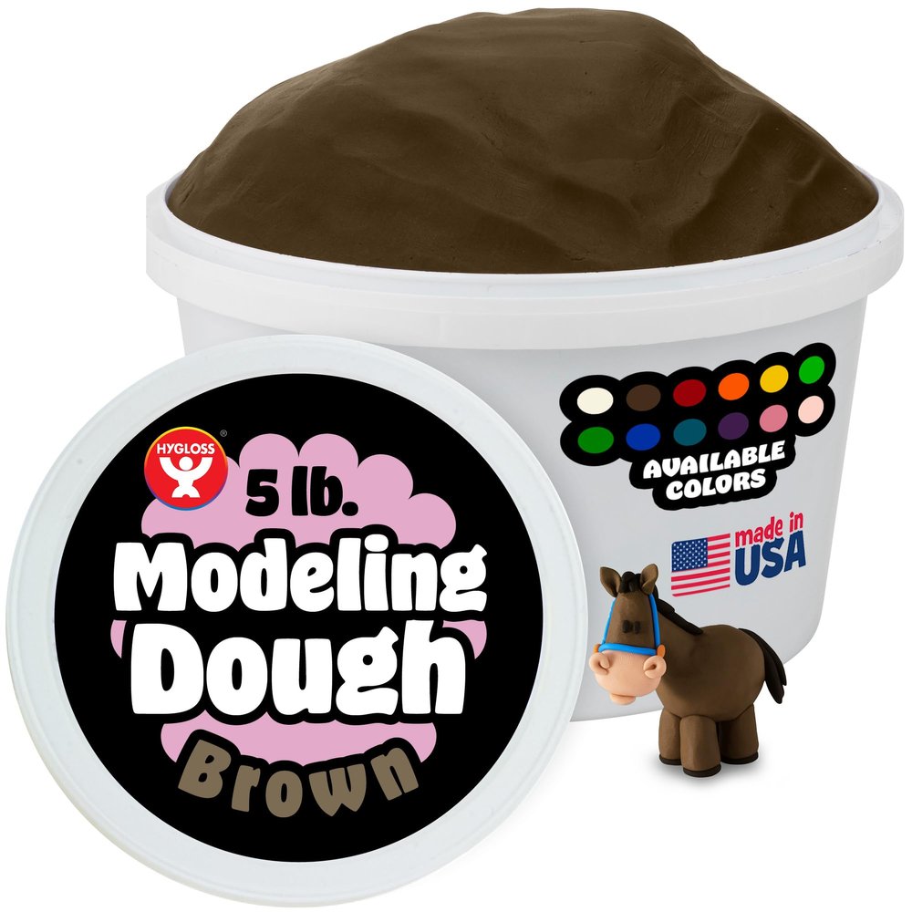 Hygloss Play Modeling Dough for Kids Safe & Non-Toxic Sensory Dough for Arts and Crafts 5 lb Tub Play Clay for Toddler Activities, Preschool Classroom Must-Haves Brown Color, Unscented