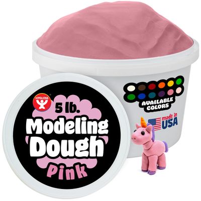 Hygloss Play Modeling Dough for Kids Safe & Non-Toxic Sensory Dough for Arts and Crafts 5 lb Tub Play Clay for Toddler Activities, Preschool Classroom Must-Haves Pink Color, Unscented