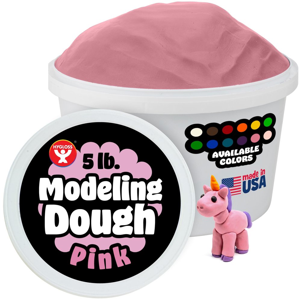Hygloss Play Modeling Dough for Kids  Safe & Non-Toxic Sensory Dough for Arts and Crafts  5 lb Tub  Play Clay for Toddler Activities, Preschool Classroom Must-Haves  Pink Color, Unscented