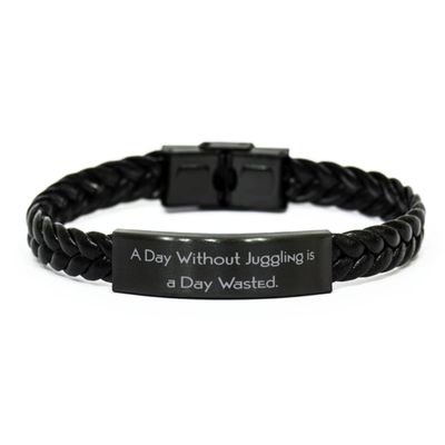 Best Juggling Gifts, A Day Without Juggling is a Day Wasted, Epic Birthday Braided Leather Bracelet from Friends, Presents, Unique Gifts, Thoughtful Gifts, Last Minute Gifts, Handmade Gifts,