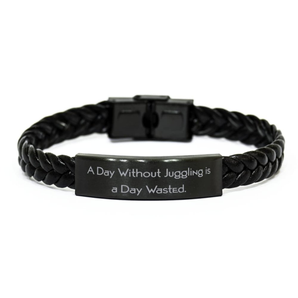 Best Juggling Gifts, A Day Without Juggling is a Day Wasted, Epic Birthday Braided Leather Bracelet from Friends, Presents, Unique Gifts, Thoughtful Gifts, Last Minute Gifts, Handmade Gifts,