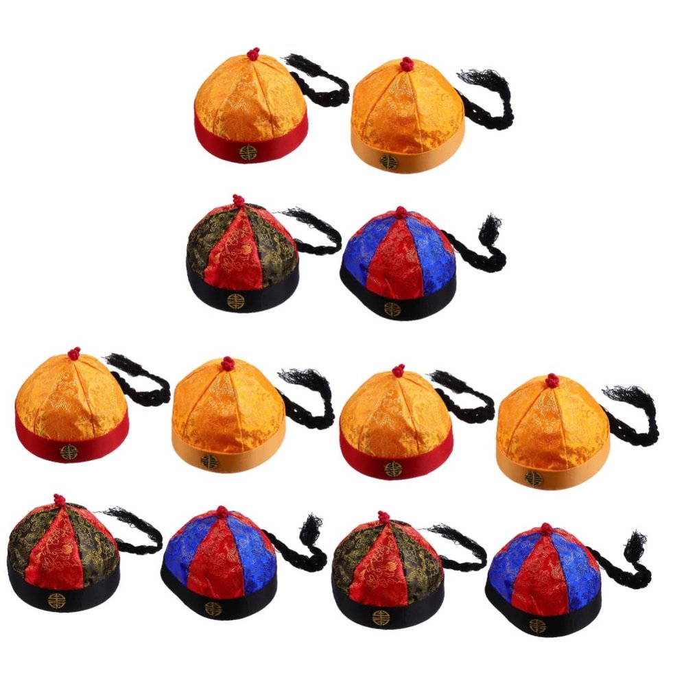 ABOOFAN 12 Pcs Prince Hat Unisex Skull Emperor Hat Ancient Chinese Emperor Hats Novelty Headwear Masquerade Hats Hat Party Hats for Kids Child Fabric Top Hat Cosplay