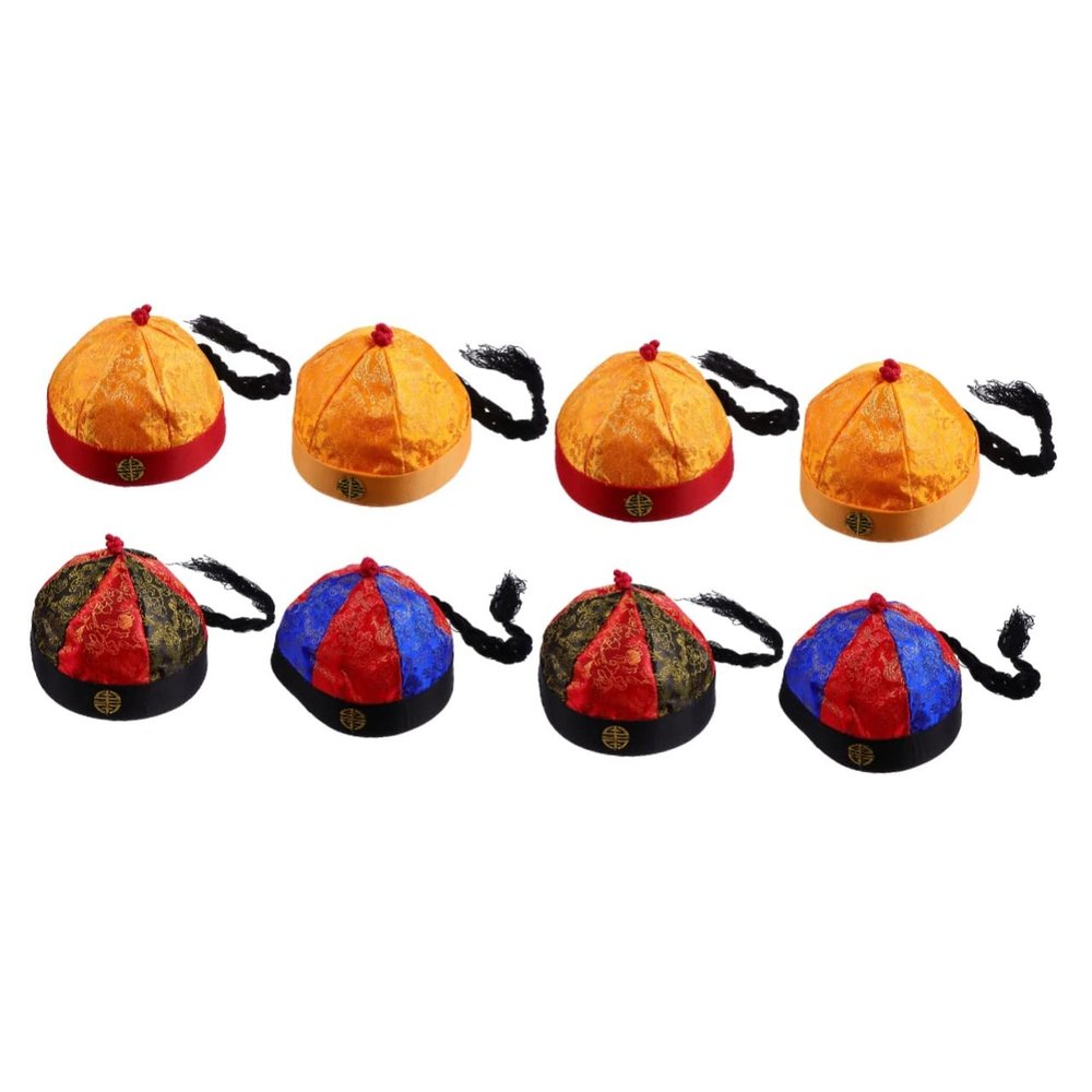 ABOOFAN 8 Pcs Prince Hat Hat Chinese Emperor Costume s Mandarin with Braid Kids Beanie Kids Tiara Oriental Baby Boy Asia Fabric Chinese Style