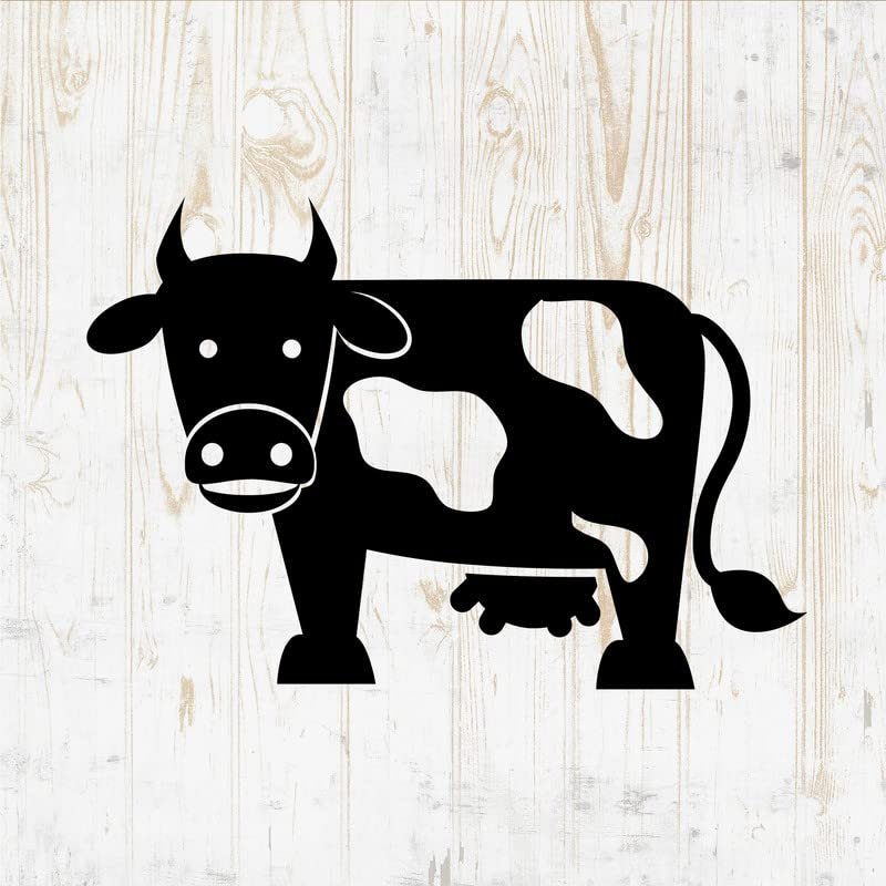 Cow Decals Peel and Stick - Wall Vinyl Decals Stickers - Dairy Farmhouse Milk Bottle Canister Jug Silhouette - Car Window Truck Laptop - Kitchen Shop Store Cafe Bar Kids Nursery Room Decor DWSV17246