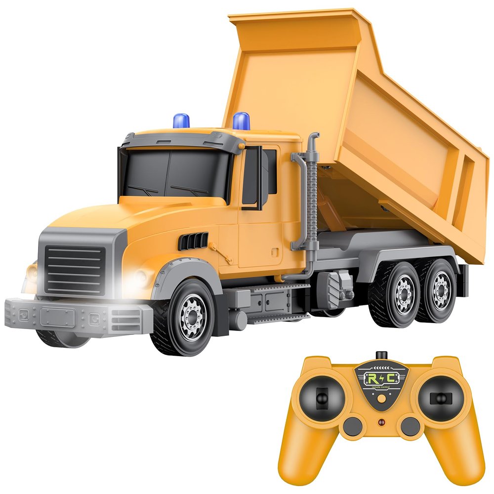 CALEST Remote Control Construction Dump Truck Toy RC Vehicle,6 Channel Trucks Toys with 2 Rechargeable Batteries1/24 Scale Dump TrucksBirthday Gifts Ideas for Boys Age 3-8 Year Old