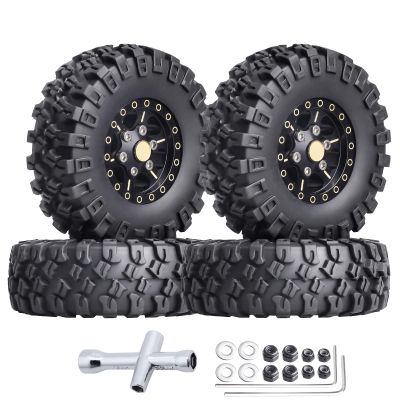 HobbyPark Brass 1.0 Beadlock Wheels and Tires for Traxxas TRX4M Upgrades Parts Axial SCX24 1/24 RC Crawler Replacement (4-Pack) (Tpye B)