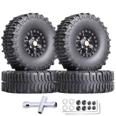 Hobbypark Brass 1.0 Beadlock Wheels and Tires for Traxxas TRX4M Upgrades Parts Axial SCX24 1/24 RC Crawler Replacement (4-Pack) (Tpye C)